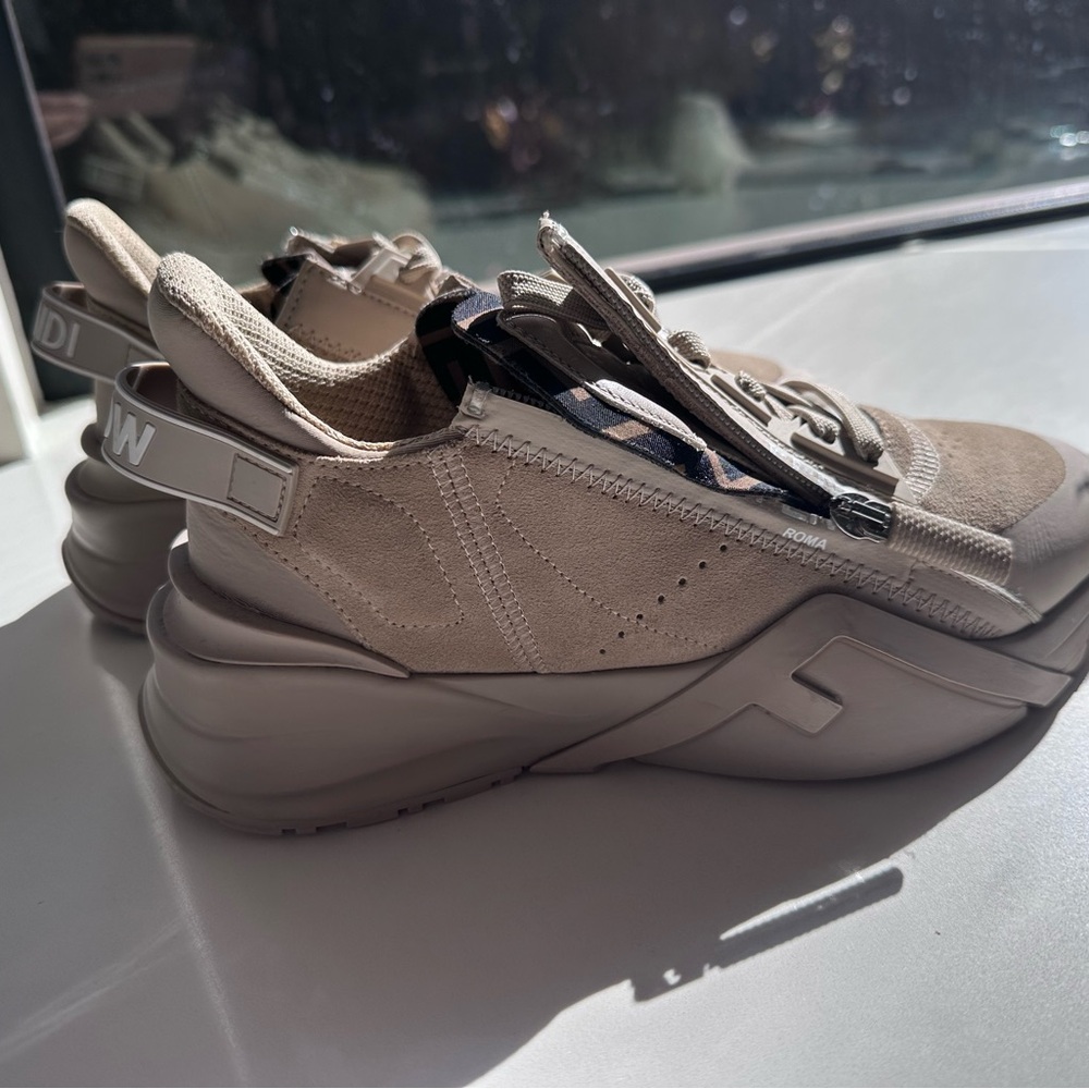 Fendi Taupe Zipper Sneakers